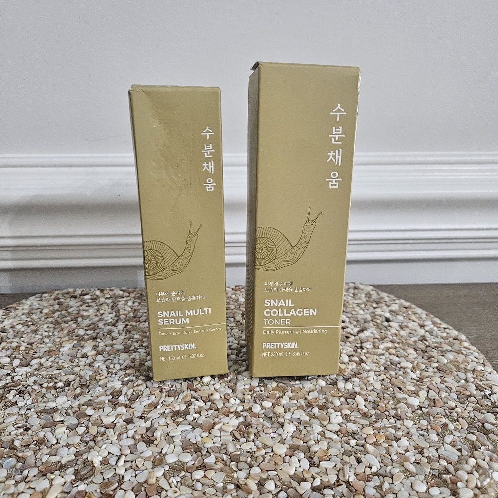Prettyskin Snail Collagen SERUM & TONER SET DAILY PLUMPING NOURISHING NEW